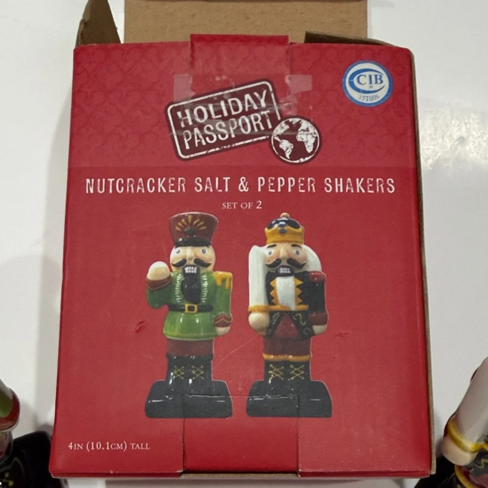 World Market Nutcracker Salt & Pepper Shakers 2010 Set of 2 Original Box